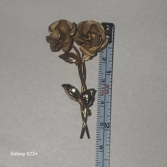 Vintage Signed AZ 1/20 12 Kt GF Rose Bouquet Pin Brooch - Picture 5 of 9
